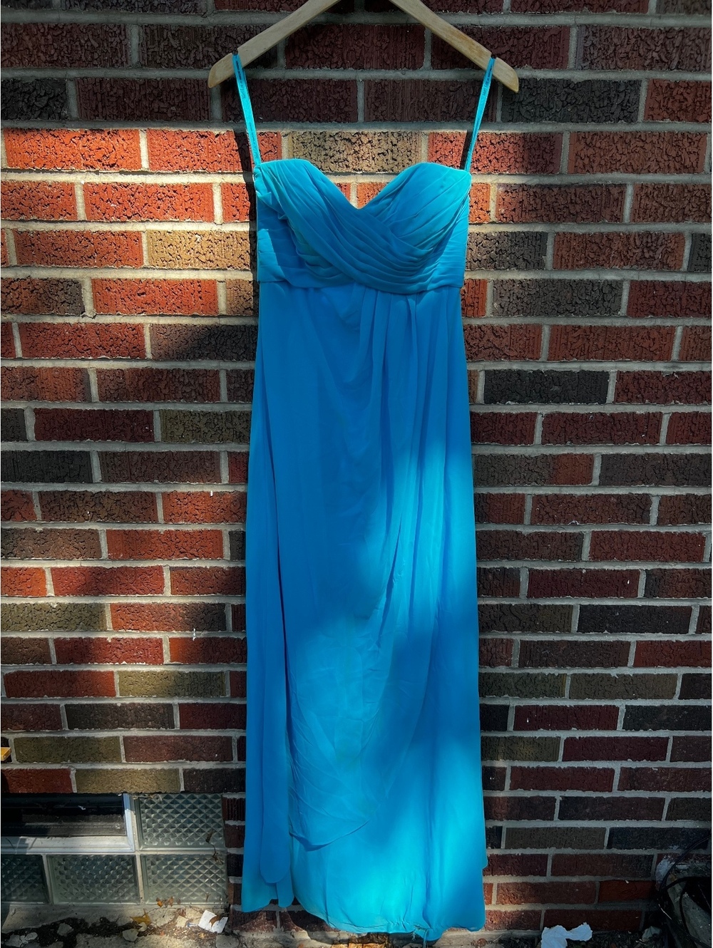 Mori Lee Sky Blue Chiffon Ruched Sweetheart Maxi Prom Dress Ball Gown